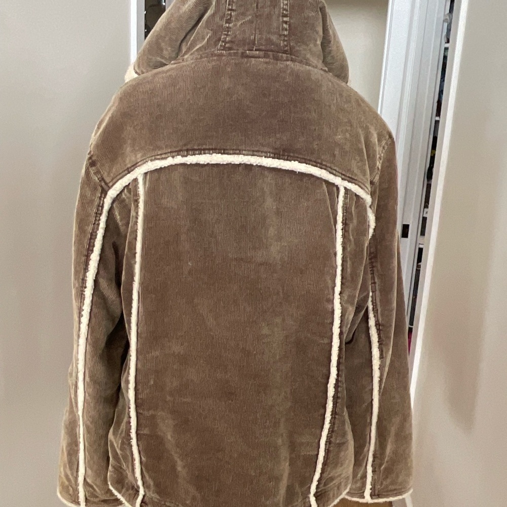 Giacca Corduroy Sherpa Lined Hooded Jacket | Brown & Cream | XL - Picture 2 of 5
